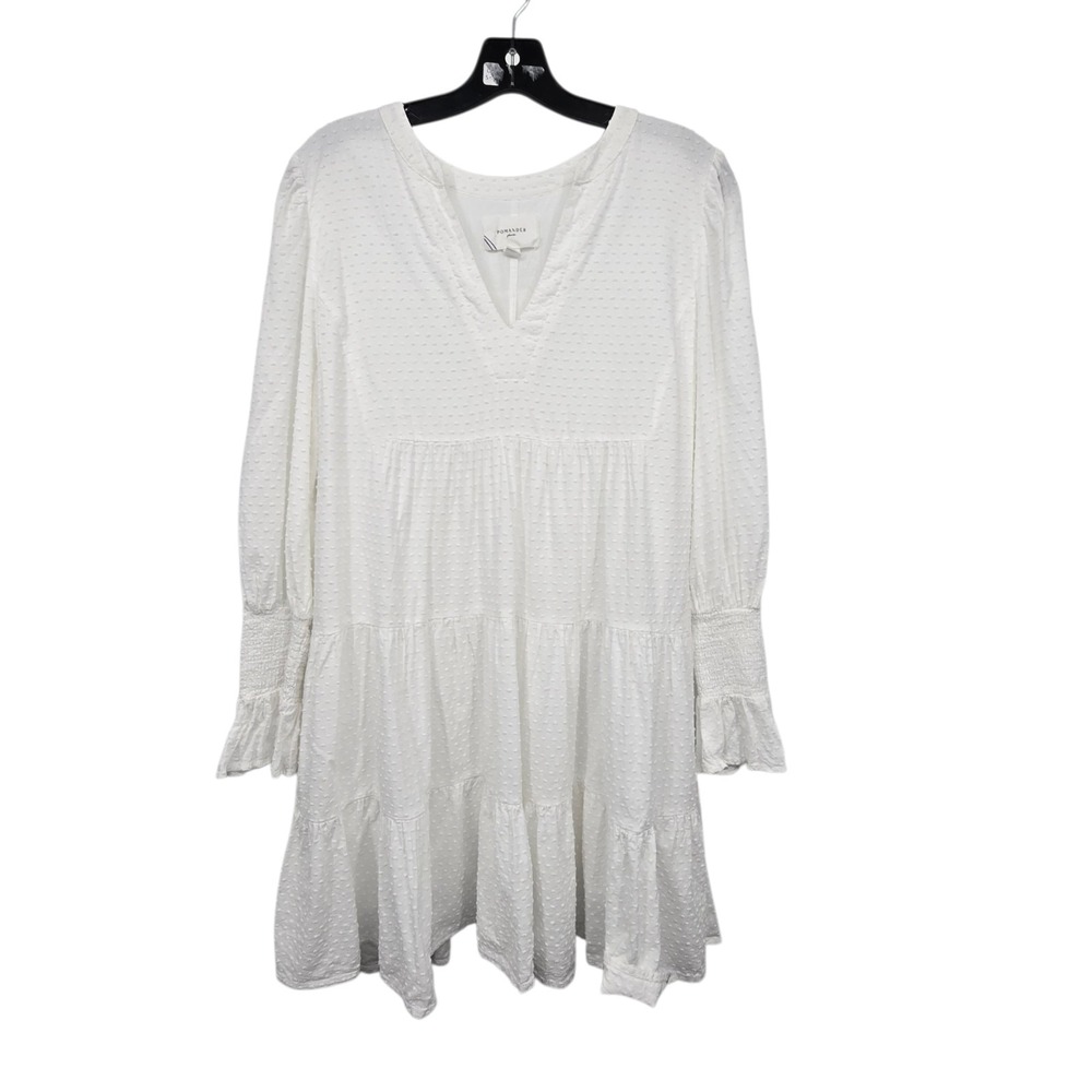 Pomander Place Tuckernuck Swiss Dot Kenzo Mini‎ Dress Womens LG White Boho Beach